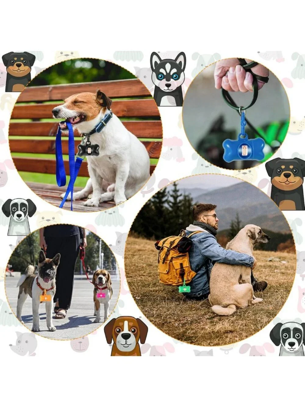 40 Pack Bone Shaped Poop Bags with Dispenser | Pet Waste Disposal Bags - Random